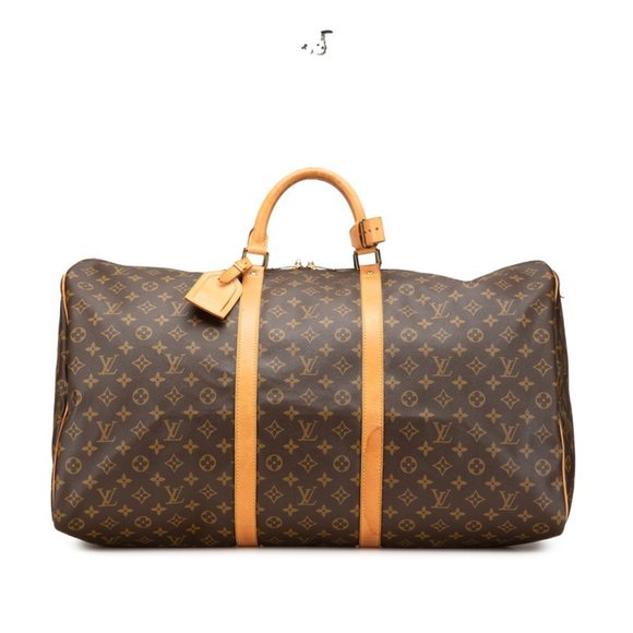 LOUIS VUITTON Brown Monogram Leather Keepall 60 Boston Bag - Picture 1 of 12
